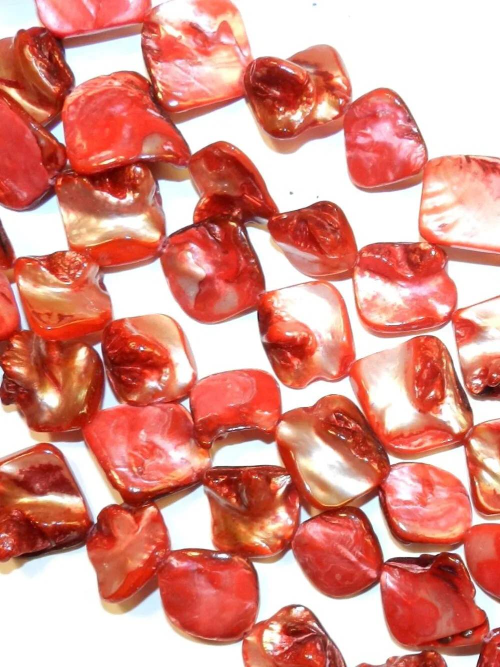 Red Diamond Nugget 12mm - 22mm Mother of Pearl Gemstone Shell Beads 15